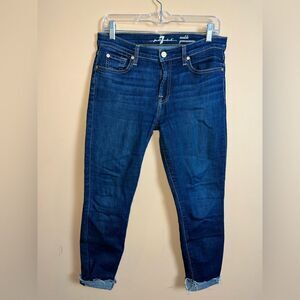 7 for All Mankind Size 29 Distressed Ankle Guenevere‎ Cropped Jeans